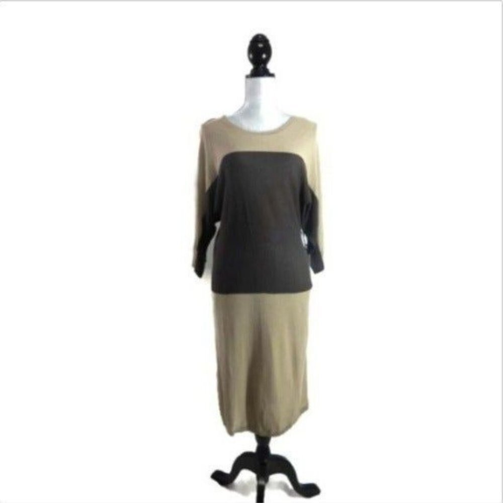 W By Worth Dress Womens P Or Small Tan Brown Dolman Knit Career Minimalist